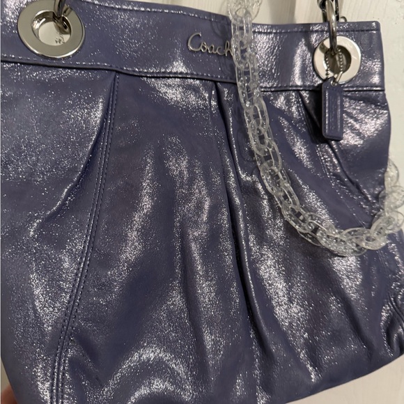 Coach Shimmery Purple Shoulder Bag with Clear Chain Detail - Picture 6 of 6